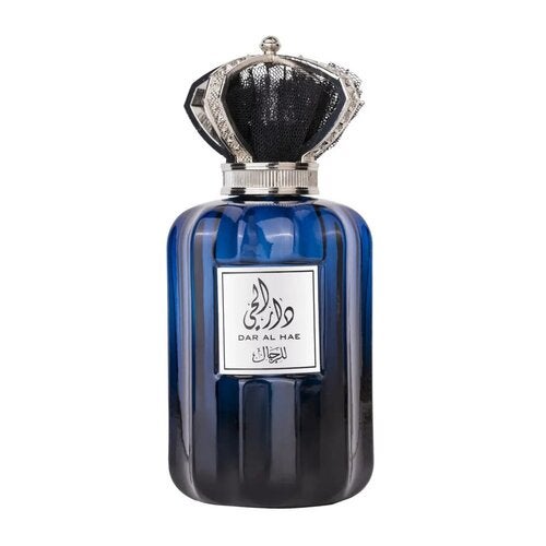 Perfume Ard Al Zaafaran Dar Al Hae en frasco azul con tapa elegante y decorativa