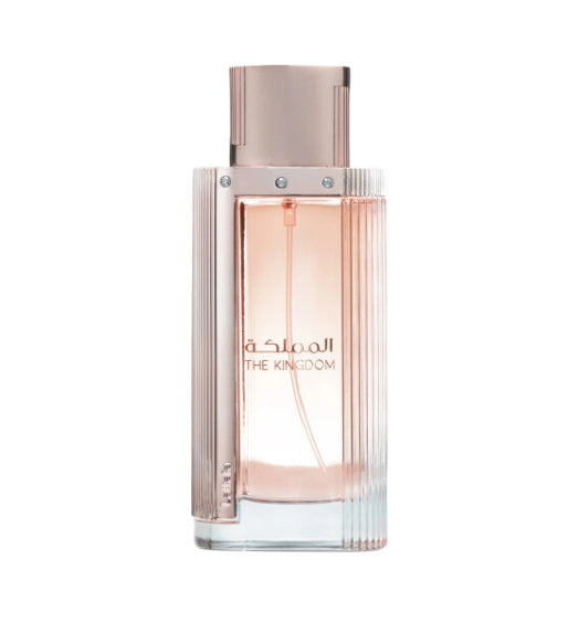 Perfume Lattafa The Kingdom en frasco elegante con notas frescas y florales